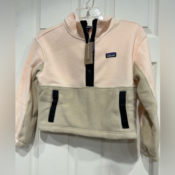 Patagonia Other - Patagonia Kids S Small Microdini Cropped Pullover Fleece Hoodie NWT Light Pink